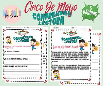 Preview of Cinco de Mayo Reading Comprehension in Spanish-Actividades comprensión Lectora