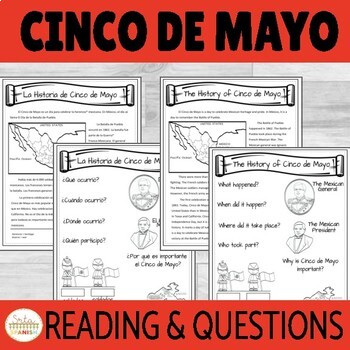 Cinco de Mayo Reading and Comprehension Activity in Spanish & English