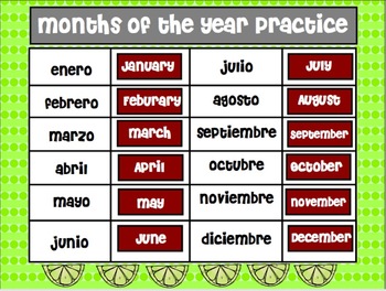 Cinco de Mayo Smartboard FREEBIE - Months of the Year in English/Spanish