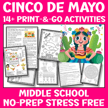 Preview of Cinco de Mayo Sub Plan or Independent Work Middle & High School Activities 6th 7