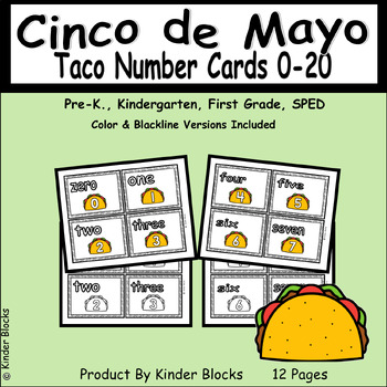 Preview of Cinco de Mayo Taco Number Cards 0 - 20