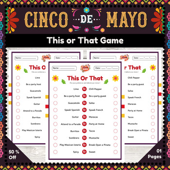 Preview of Cinco de Mayo This or That Game : Decision-Making Interactive Activity