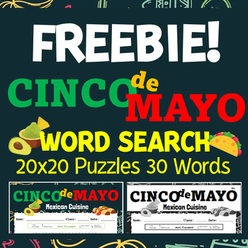 Preview of Cinco de Mayo Word Search Puzzles –  Mexican Cuisine | Freebie