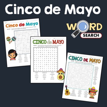 Cinco de Mayo Word Search Puzzles Fun Activity Word Work Vocabulary ...