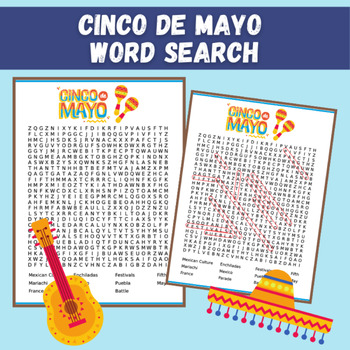 Preview of Cinco de Mayo Word Search and Answer Key