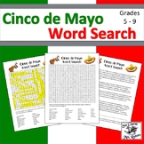 Cinco de Mayo Word Search (with optional text) Answer Key 