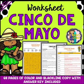 Cinco De Mayo Worksheets With Blackline Copy & Answer Key Included