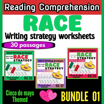 Preview of Cinco de Mayo Writing Prompts BUNDLE Race strategy practice passages