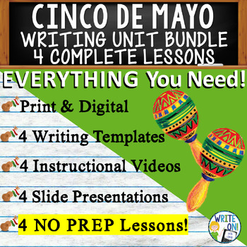 Preview of Cinco de Mayo Writing Unit - 4 Essay Activities, Graphic Organizers, Quizzes