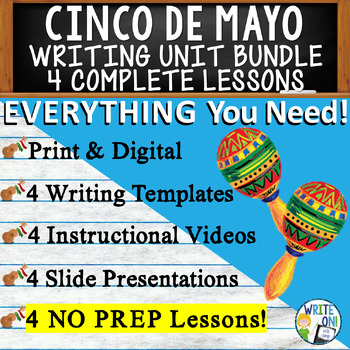 Preview of Cinco de Mayo Writing Unit - 4 Essay Activities Resources, Graphic Organizers