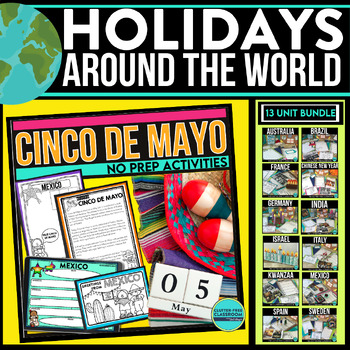 Preview of Cinco de Mayo Craft Activities Writing Worksheets +13 units for  Global Holidays