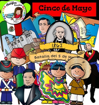 Preview of Cinco de Mayo clip art - Color and black/white