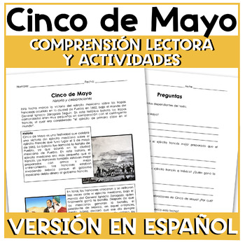 Preview of Cinco de Mayo Reading Comprehension & Activities Spanish | Lectura y Actividades