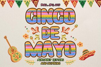 Preview of Cinco de Mayo letters and number Bubble font Mexican Font