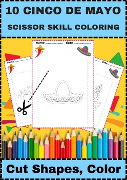 Preview of Cinco de mayo coloring pages cut and paste cinco de mayo activities craft Mexico