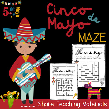 Preview of Cinco de mayo Activities | Cinco de mayo Maze Game | No Prep Worksheets