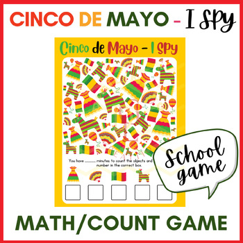 Preview of Cinco de mayo I Spy Counting math logic game Centers phonics no prep 7th 8th