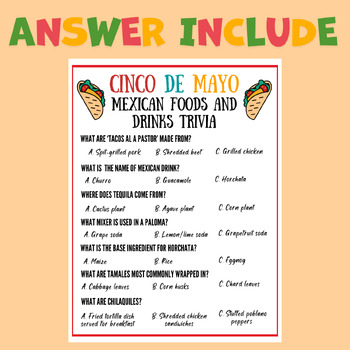 Preview of Cinco de mayo Mexican Activities Trivia riddles Game Unit plans lesson middle