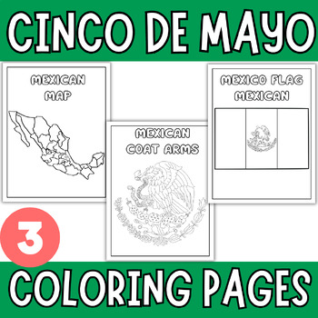 Preview of Cinco de mayo Mexican Flag- Map Coloring Pages |Mexican Fiesta 5th may