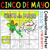 Cinco de mayo Spanish Collaborative Coloring poster - dino