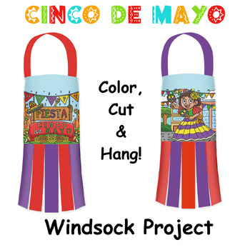 Preview of Cinco de mayo  Windsocks Lanterns Activities Mobile Hanging