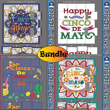 Preview of Cinco de mayo collaborative coloring poster Craft Bundle