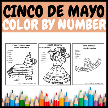 Preview of Cinco de mayo color by number,mexican fiesta activities,cinco de mayo themed.