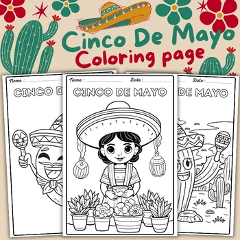 Preview of Cinco de mayo coloring pages, happy Cinco de mayo activities, Cinco De mayo 2024