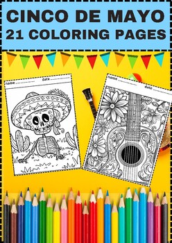 Preview of Cinco de mayo coloring pages skeleton hats fleur a Cinco de mayo craft activitie