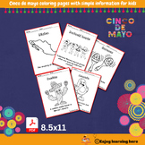 Cinco de mayo coloring pages with simple information for kids