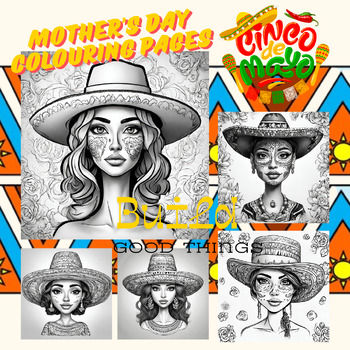 Preview of Digital resources Mother's Day Cinco de Mayo colouring pages