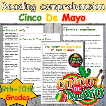 Cinco de mayo reading Comprehension Passage may activities 9th-10th ...