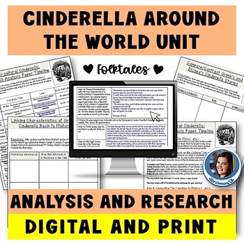 Preview of Cinderella Fairy Tale Analysis Unit - Print & Digital Folklore Bundle, Folktales