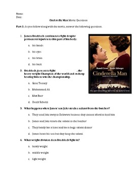 Cinderella Man Movie Questions by MrsMExploresHistory TPT