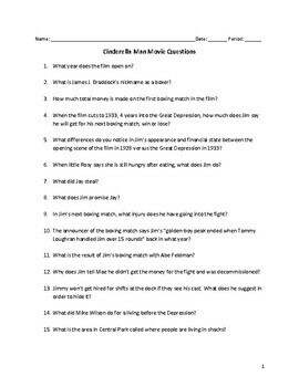 Cinderella Man Movie Questions with ANSWERS MOVIE GUIDE Worksheet