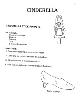 Preview of Cinderella, Three Little Pigs, and Little Red Riding Hood Puppets