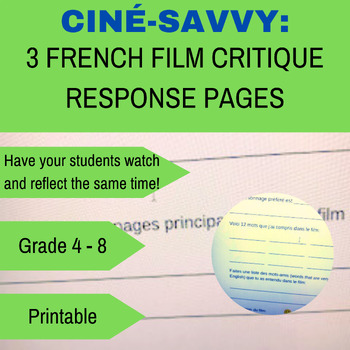 Preview of Ciné-Savvy: 3 French Film Critique Response Pages