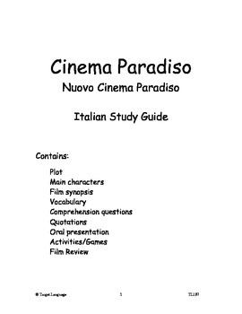 Preview of Cinema Paradiso-Italian Study Guide