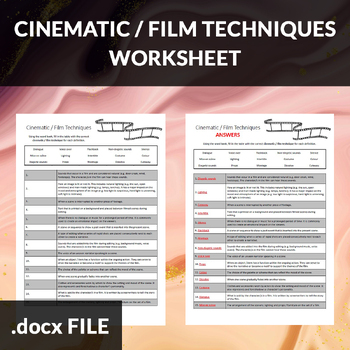 Preview of Cinematic Film Techniques Worksheet