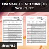 Cinematic Film Techniques Worksheet