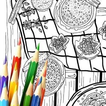 Preview of Cinnamon Buns Coloring Book Page For Teens and Adults