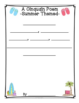 Cinquain Poem- Summer Themed- FREEBIE by Abc123is4me | TPT