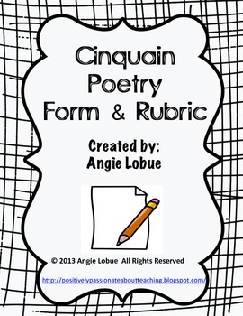 Preview of Cinquain Poetry Template & Rubric: Creative Writing Form