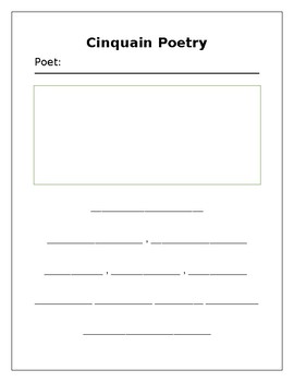 Preview of Cinquain Poetry Template Freebie