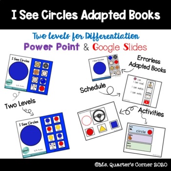 Preview of I See Circles: Adapted Book - PDF for Printing & Google Slides