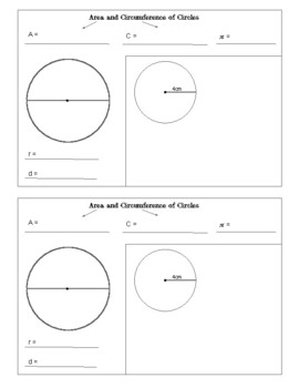 Preview of Circle Area/Circumference Notes (English and Spanish) Print Out