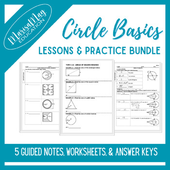 Preview of Circle Basics Notes & Worksheets Bundle - 5 lessons