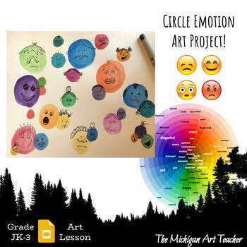 Preview of Circle Emotion Art Project - Social Emotional Learning Activity - Elementary Art