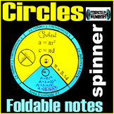 Circle Foldable Spinner Notes - Area Circumference Pi Day (INB)
