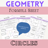 Circle Formulas, Vocabulary, and Theorems Cheat Sheet